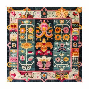 Hand Knotted Rugs | Antique Tibetan Blossom Wool Hand Knotted Area Rug, 5′ x 5′ Hand Knotted Rugs Hand Knotted Rugs