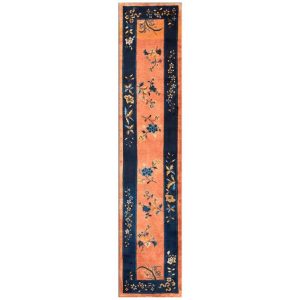 Hand Knotted Rugs | Chinoiserie Peachy Floral Wool Hand Knotted Area Rug Runner, 2.5′ x 4′ Hand Knotted Rugs Hand Knotted Rugs