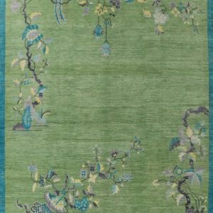 Hand Knotted Rugs | Chinoiserie Peacock In Green Field Wool Hand Knotted Area Rug, 3′ x 5′ Hand Knotted Rugs Hand Knotted Rugs