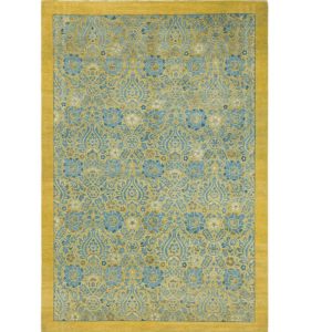 Hand Knotted Rugs | Golden And Blue Pak Khmer Hand Spun Wool Hand Knotted Area Rug, 3′ x 5′ Hand Knotted Rugs Hand Knotted Rugs