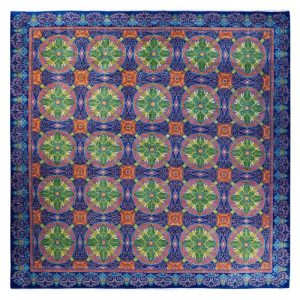 Hand Knotted Rugs | Green Chakrya Cirles Hand Spun Wool Hand Knotted Area Rug, 5′ x 5′ Hand Knotted Rugs Hand Knotted Rugs