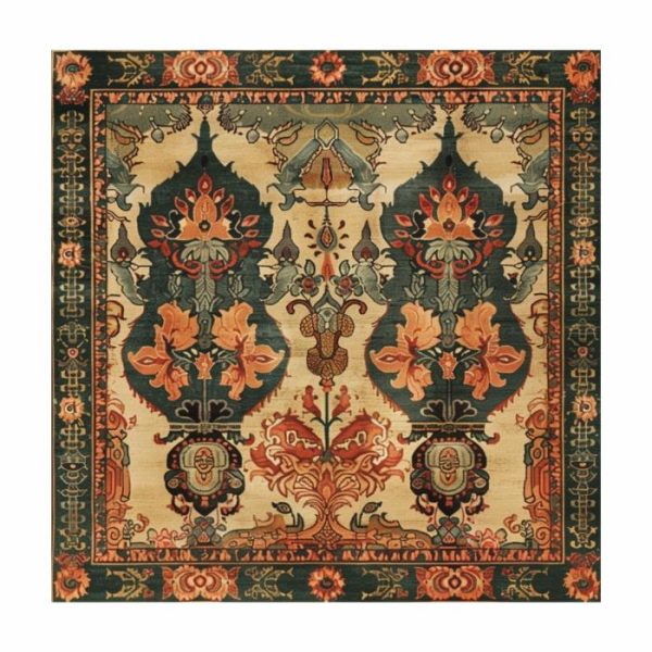 Hand Knotted Rugs | Heritage Of Persia Wool Hand Knotted Area Rug, 5′ x 5′ Hand Knotted Rugs