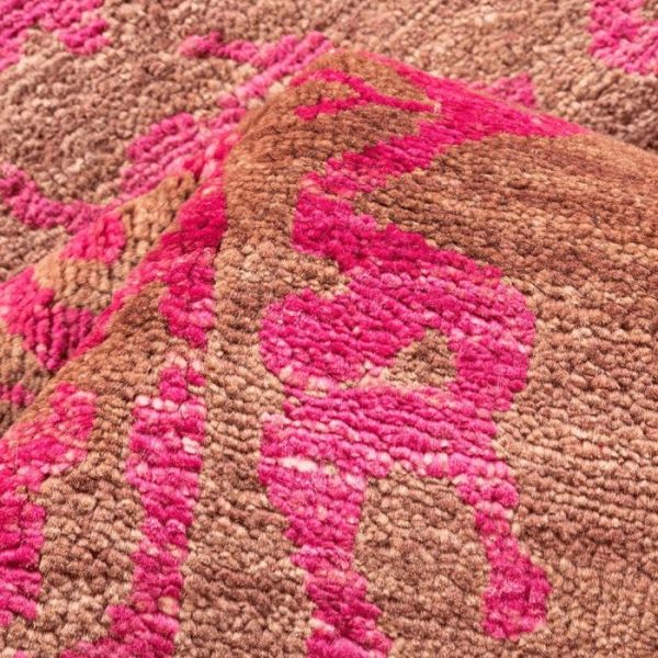 Hand Knotted Rugs | Orange And Pink Indian Desi Hand Spun Wool Hand Knotted Area Rug, 3′ x 5′ Hand Knotted Rugs Hand Knotted Rugs