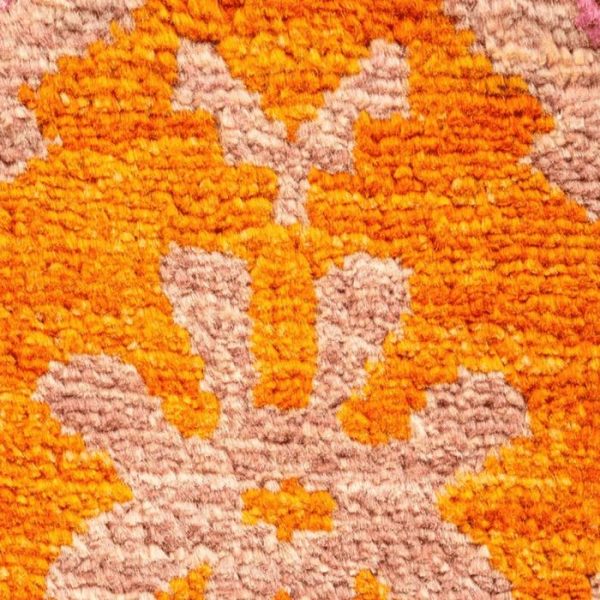 Hand Knotted Rugs | Orange And Pink Indian Desi Hand Spun Wool Hand Knotted Area Rug, 3′ x 5′ Hand Knotted Rugs Hand Knotted Rugs