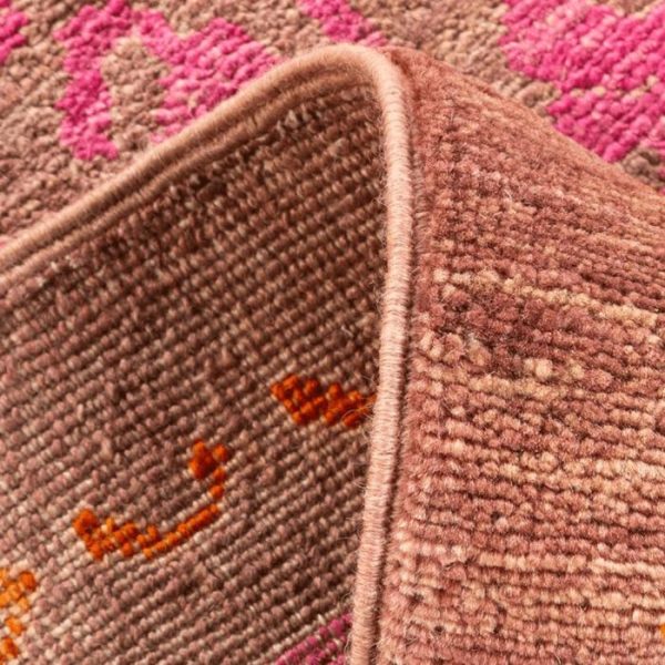 Hand Knotted Rugs | Orange And Pink Indian Desi Hand Spun Wool Hand Knotted Area Rug, 3′ x 5′ Hand Knotted Rugs Hand Knotted Rugs