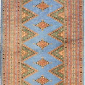 Hand Knotted Rugs | Sky Blue Java Kingdom Hand Knotted Area Rug, 3′ x 5′ Hand Knotted Rugs Hand Knotted Rugs