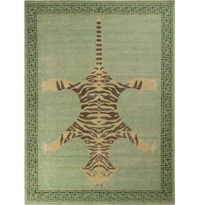 Hand Knotted Rugs | Vintage Green Hand Knotted Tiger Wool Rug, 36" x 48" Hand Knotted Rugs Hand Knotted Rugs