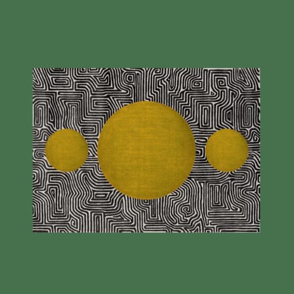 Hand Tufted Wool Rugs | Abstract Maze Golden Sun Hand Tufted Wool Rug, 3′ x 5′ Hand Tufted Wool Rugs Hand Tufted Wool Rugs