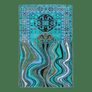 Hand Tufted Wool Rugs | Alaia Persian Turquoise Melting Area Rug, 3′ x 5′ Hand Tufted Wool Rugs Hand Tufted Wool Rugs