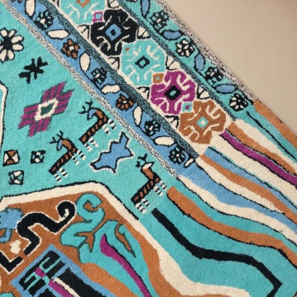 Hand Tufted Wool Rugs | Alaia Persian Turquoise Melting Area Rug, 3′ x 5′ Hand Tufted Wool Rugs Hand Tufted Wool Rugs