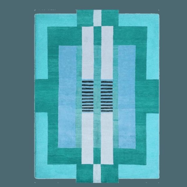 Hand Tufted Wool Rugs | Atzec Blue Hand Tufted Wool Rug, 3′ x 5′ Hand Tufted Wool Rugs Hand Tufted Wool Rugs