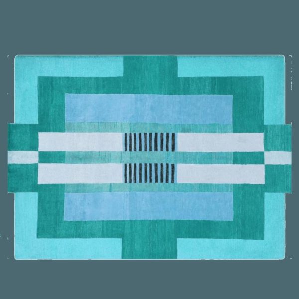 Hand Tufted Wool Rugs | Atzec Blue Hand Tufted Wool Rug, 3′ x 5′ Hand Tufted Wool Rugs Hand Tufted Wool Rugs