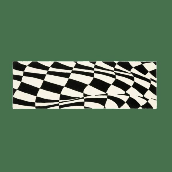 Hand Tufted Wool Rugs | Black And White Abstract Curvy Checker Hand Tufted Wool Rug Runner, 2.5′ x 5′ Accent Rugs Accent Rugs