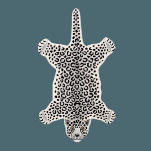 Hand Tufted Wool Rugs | Black And White Hand Tufted Leopard Shaped Accent Wool Rug, 2′ x 3′ Accent Rugs Accent Rugs