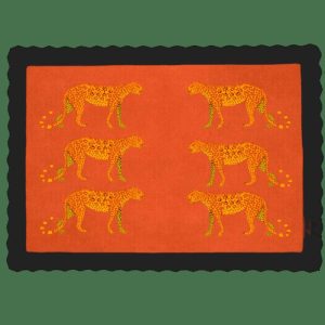 Hand Tufted Wool Rugs | Black Leopards In The Desert Scalloped Hand-Tufted Wool Rug, 4′ x 6′ Hand Tufted Wool Rugs Hand Tufted Wool Rugs