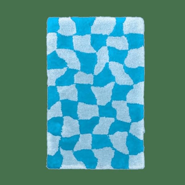 Hand Tufted Wool Rugs | Blue Abstract Checker Hand Tufted Wool Rug, 2′ x 3′ Hand Tufted Wool Rugs Hand Tufted Wool Rugs