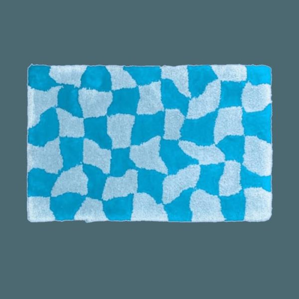 Hand Tufted Wool Rugs | Blue Abstract Checker Hand Tufted Wool Rug, 2′ x 3′ Hand Tufted Wool Rugs Hand Tufted Wool Rugs