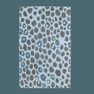 Hand Tufted Wool Rugs | Blue And Black Leopard Print Hand Tufted Wool Rug., 2′ x 3′ Hand Tufted Wool Rugs Hand Tufted Wool Rugs