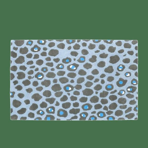 Hand Tufted Wool Rugs | Blue And Black Leopard Print Hand Tufted Wool Rug., 2′ x 3′ Hand Tufted Wool Rugs Hand Tufted Wool Rugs