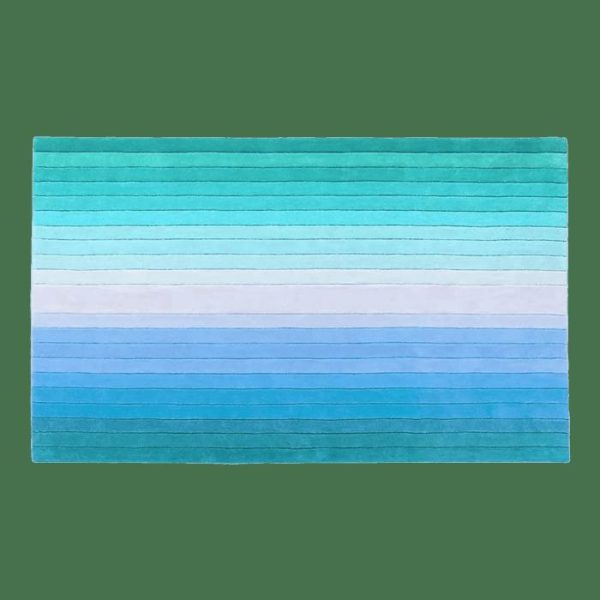 Hand Tufted Wool Rugs | Blue And Green Ombre Stripe Hand Tufted Wool Rug, 3′ x 5′ Hand Tufted Wool Rugs Hand Tufted Wool Rugs