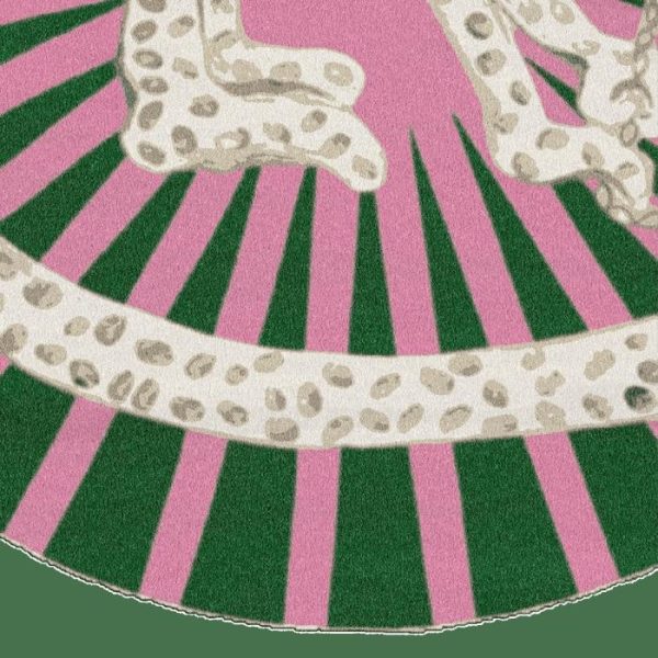 Hand Tufted Wool Rugs | Blue Hat Monkey Round Hand Tufted Rug – Green/Pink, 3′ x 3′ Hand Tufted Wool Rugs Hand Tufted Wool Rugs