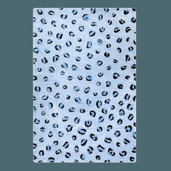 Hand Tufted Wool Rugs | Blue Leopard Print Hand Tufted Wool Rug, 2′ x 3′ Hand Tufted Wool Rugs Hand Tufted Wool Rugs