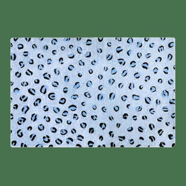 Hand Tufted Wool Rugs | Blue Leopard Print Hand Tufted Wool Rug, 2′ x 3′ Hand Tufted Wool Rugs Hand Tufted Wool Rugs