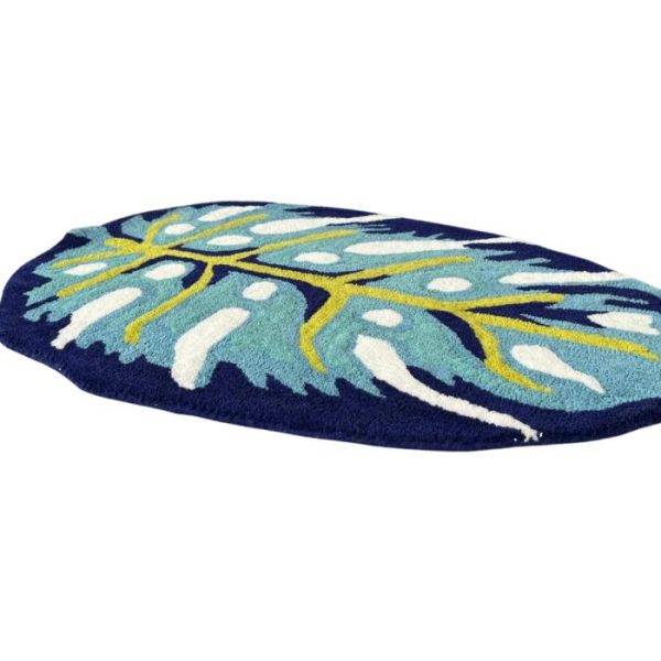 Hand Tufted Wool Rugs | Blue Monstera Leaf Shaped Accent Hand Tufted Wool Rug, 2′ x 3′ Accent Rugs Accent Rugs