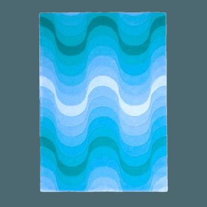 Hand Tufted Wool Rugs | Blue Ombre Wavy Curve Hand Tufted Wool Rug, 3′ x 5′ Hand Tufted Wool Rugs Hand Tufted Wool Rugs