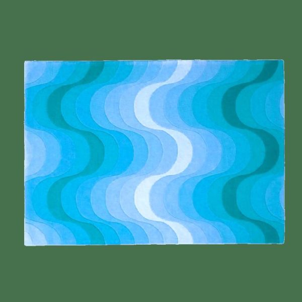 Hand Tufted Wool Rugs | Blue Ombre Wavy Curve Hand Tufted Wool Rug, 3′ x 5′ Hand Tufted Wool Rugs Hand Tufted Wool Rugs