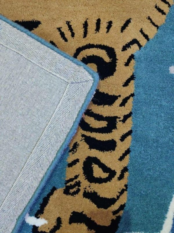 Hand Tufted Wool Rugs | Blue Oriental Tiger Hand Tufted Wool Rug, 2′ x 3′ Hand Tufted Wool Rugs Hand Tufted Wool Rugs