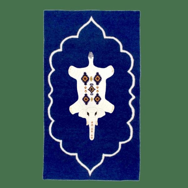 Hand Tufted Wool Rugs | Bohemian White Elephant Royal Hand Tufted Wool Rug – Blue, 4′ x 6′ Hand Tufted Wool Rugs Hand Tufted Wool Rugs