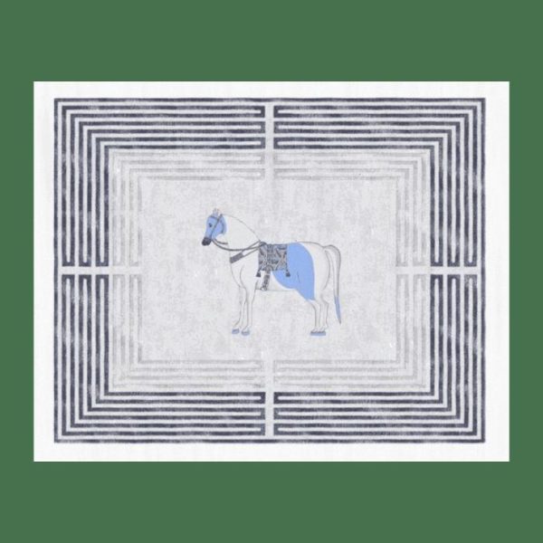 Hand Tufted Wool Rugs | Classic Horse Silver Maze Hand Tufted Rug, 48" x 60" Hand Tufted Wool Rugs Hand Tufted Wool Rugs