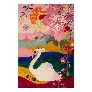 Hand Tufted Wool Rugs | Colorful Swan Lake Hand Tufted Rug, 36" x 54" Hand Tufted Wool Rugs Hand Tufted Wool Rugs