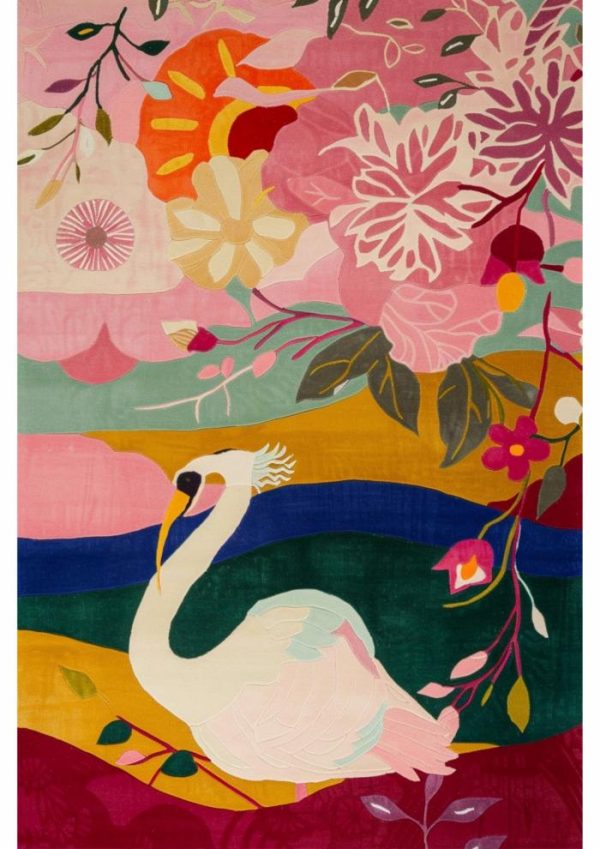 Hand Tufted Wool Rugs | Colorful Swan Lake Hand Tufted Rug, 36" x 54" Hand Tufted Wool Rugs Hand Tufted Wool Rugs