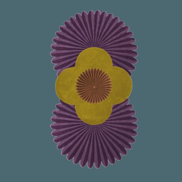 Hand Tufted Wool Rugs | Daisy Within Daisy Pleated Hand Tufted Wool Rug Runner – Purple, 24" x 43" Accent Rugs Accent Rugs