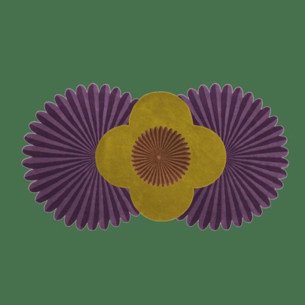 Hand Tufted Wool Rugs | Daisy Within Daisy Pleated Hand Tufted Wool Rug Runner – Purple, 24" x 43" Accent Rugs Accent Rugs