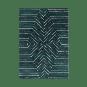 Hand Tufted Wool Rugs | Dark Teal Geometric Hand Tufted Wool Rug, 2′ x 3′ Hand Tufted Wool Rugs Hand Tufted Wool Rugs