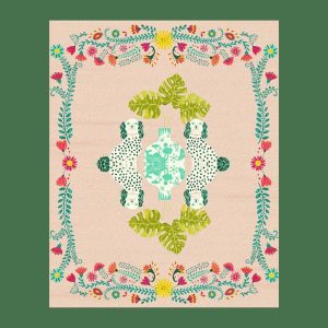 Hand Tufted Wool Rugs | Floral Monstera Staffordshire Hand Tufted Rug – Champagne Glory, 3′ x 5′ Hand Tufted Wool Rugs Hand Tufted Wool Rugs