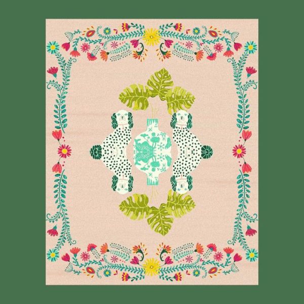 Hand Tufted Wool Rugs | Floral Monstera Staffordshire Hand Tufted Rug – Champagne Glory, 3′ x 5′ Hand Tufted Wool Rugs Hand Tufted Wool Rugs