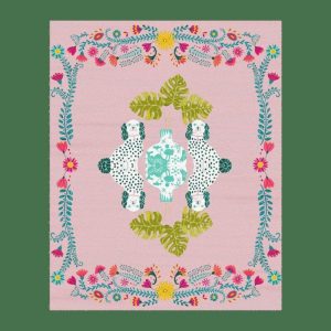 Hand Tufted Wool Rugs | Floral Monstera Staffordshire Pastel Hand Tufted Rug, 3′ x 5′ Hand Tufted Wool Rugs Hand Tufted Wool Rugs