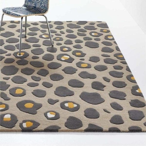 Hand Tufted Wool Rugs | Gold And Gray Leopard Spots Hand Tufted Wool Rug, 3′ x 5′ Hand Tufted Wool Rugs Hand Tufted Wool Rugs