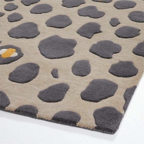 Hand Tufted Wool Rugs | Gold And Gray Leopard Spots Hand Tufted Wool Rug, 3′ x 5′ Hand Tufted Wool Rugs Hand Tufted Wool Rugs