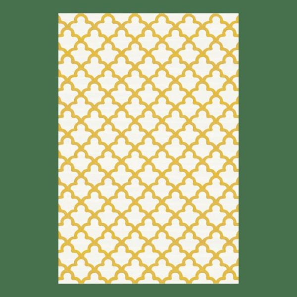 Hand Tufted Wool Rugs | Golden Art Deco Scale White Tufted Rug, 2′ x 3′ Hand Tufted Wool Rugs Hand Tufted Wool Rugs