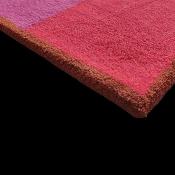 Hand Tufted Wool Rugs | Golden Trim Minimalist Geometric Hand Tufted Rug – Pink, 2′ x 3′ Hand Tufted Wool Rugs Hand Tufted Wool Rugs