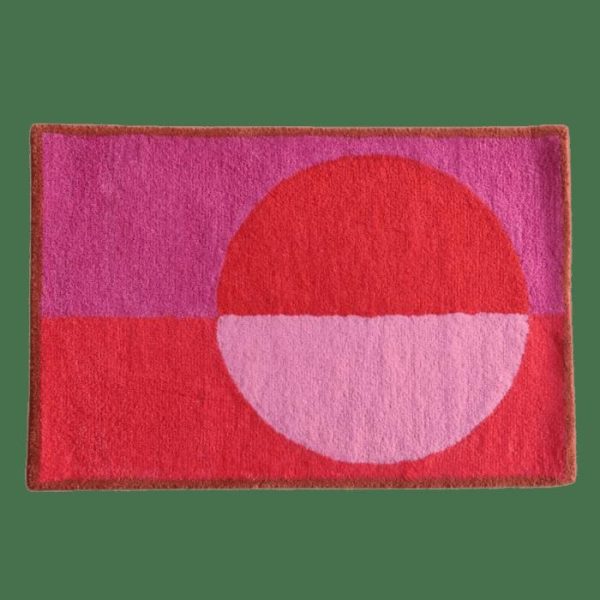 Hand Tufted Wool Rugs | Golden Trim Minimalist Geometric Hand Tufted Rug – Pink, 2′ x 3′ Hand Tufted Wool Rugs Hand Tufted Wool Rugs