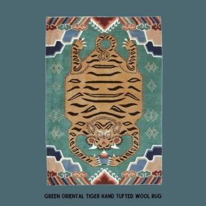 Hand Tufted Wool Rugs | Green Oriental Tiger Hand Tufted Wool Rug, 3′ x 5′ Hand Tufted Wool Rugs Hand Tufted Wool Rugs