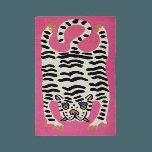 Hand Tufted Wool Rugs | Hand Tufted Pink Tiger Wool Area Rug, 3′ x 5′ Hand Tufted Wool Rugs Hand Tufted Wool Rugs