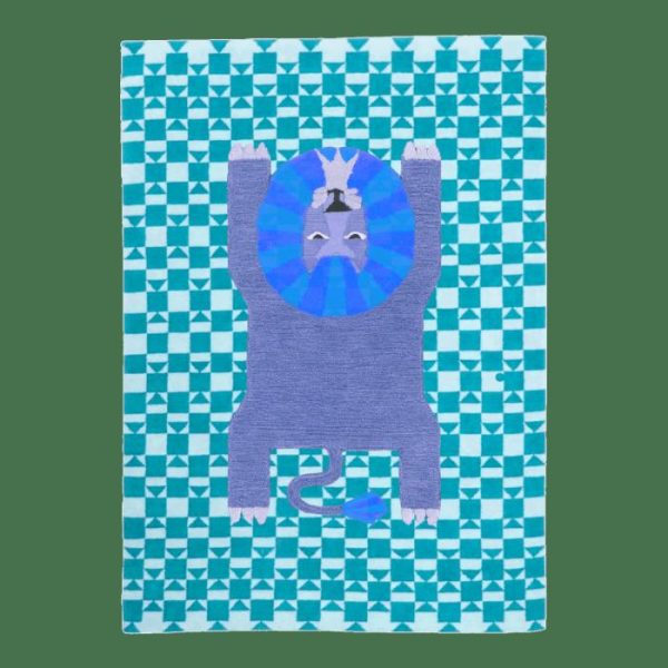 Hand Tufted Wool Rugs | Lion Checkered Hand Tufted Wool Rug – Blue, 4′ x 6′ Hand Tufted Wool Rugs Hand Tufted Wool Rugs