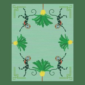 Hand Tufted Wool Rugs | Monkeys And Palm Trees Hand Tufted Rug, 3′ x 5′ Hand Tufted Wool Rugs Hand Tufted Wool Rugs